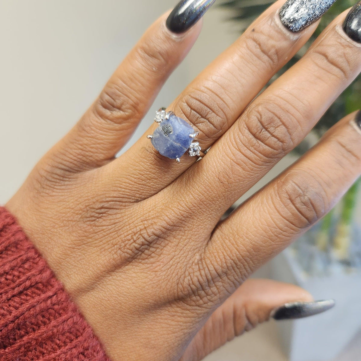 Real Raw Blue Sapphire Ring - Uniquelan Jewelry
