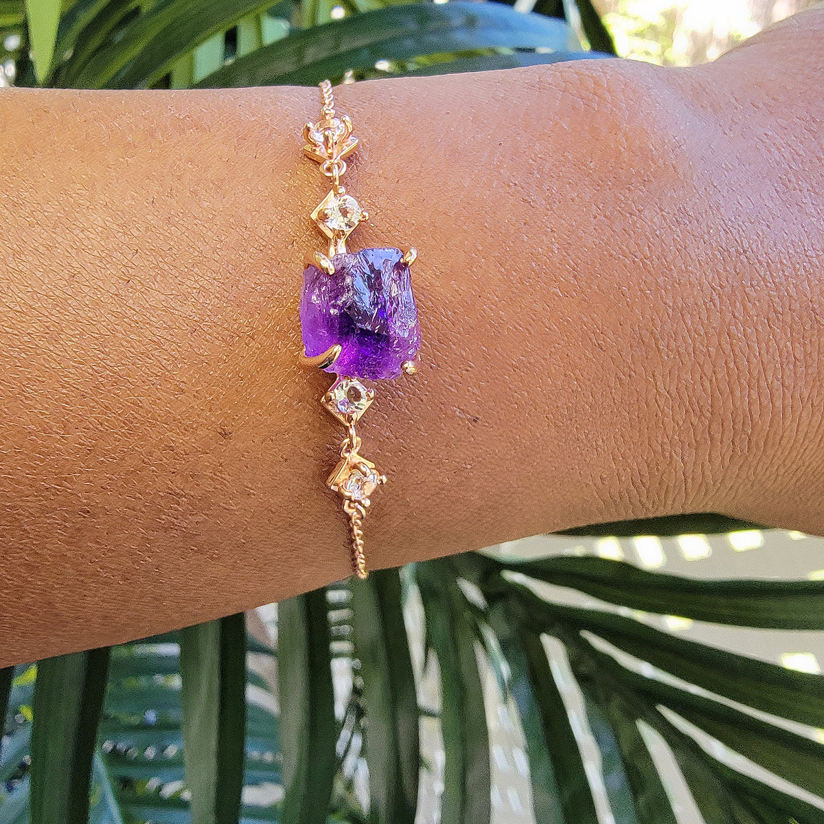 Raw Amethyst Crystal Bracelet