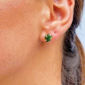 AAA Raw Zambia Emerald Stud Earrings - Uniquelan Jewelry