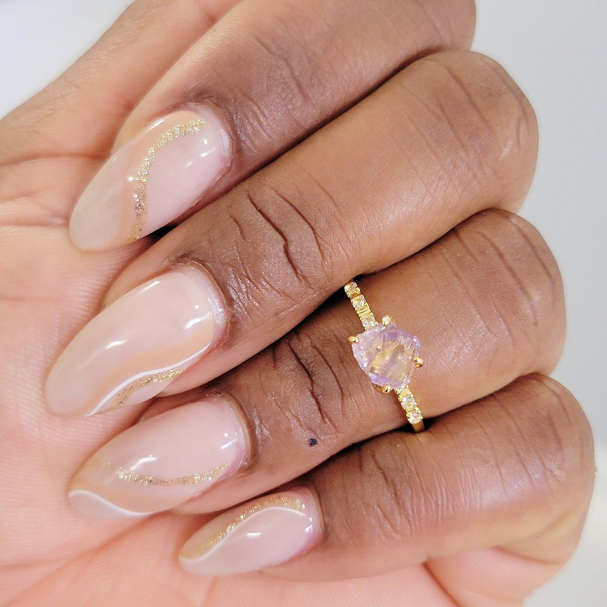 Ametrine Crystal Tiny Ring - Uniquelan Jewelry