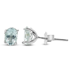 Authentic Oval Aquamarine Heart Earrings - Uniquelan Jewelry