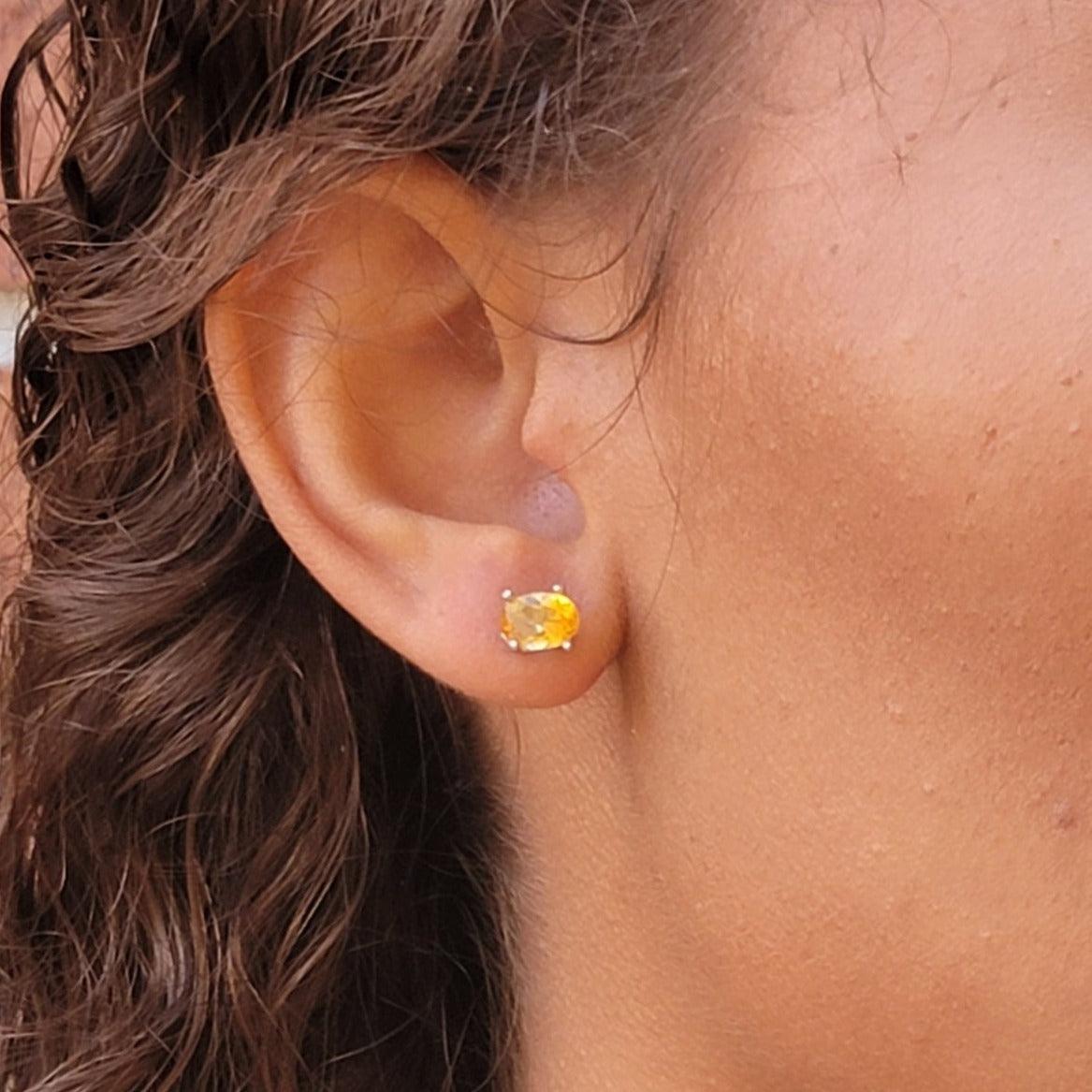 Oval Heart Citrine Earrings