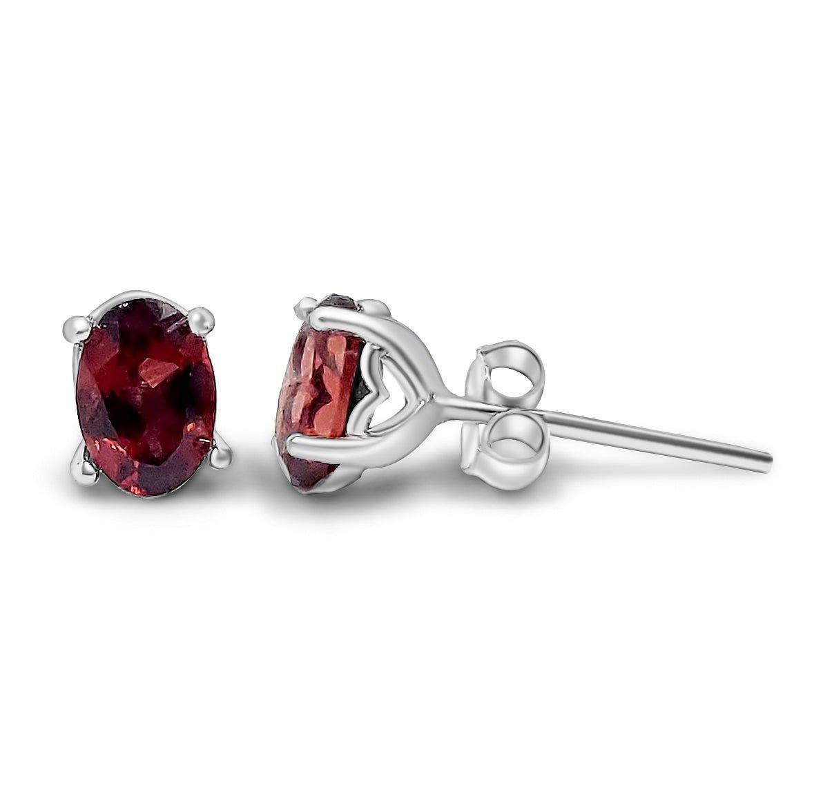 Authentic Oval Garnet Heart Earrings - Uniquelan Jewelry