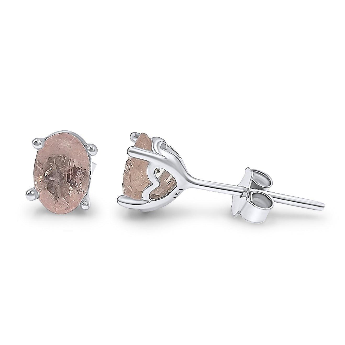 Authentic Oval Morganite Heart Earrings - Uniquelan Jewelry