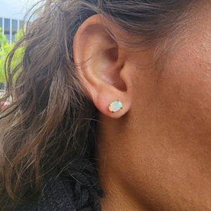 Oval White Opal Heart Earrings - Uniquelan Jewelry