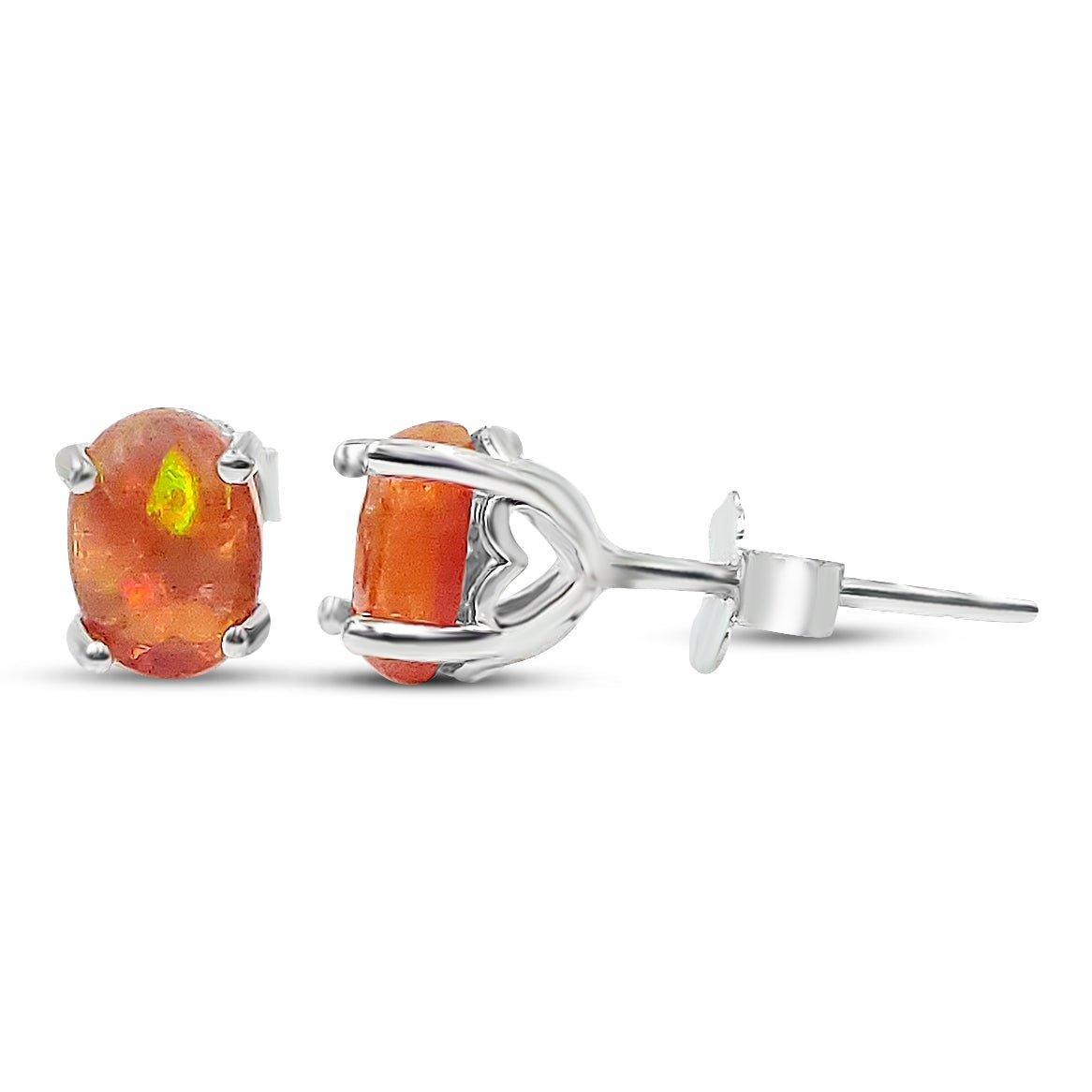 Oval Orange Opal Heart Earrings - Uniquelan Jewelry