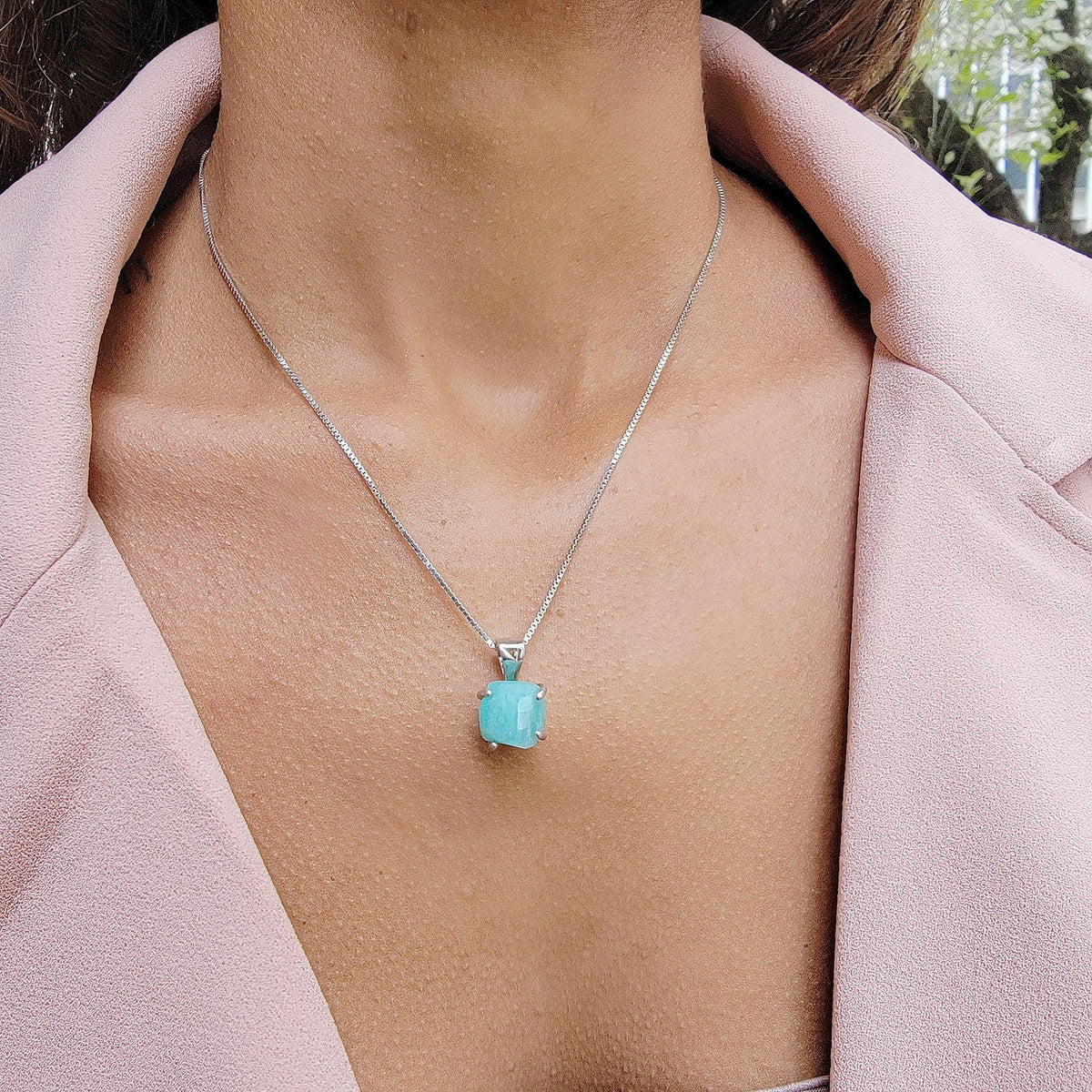 Authentic Raw Amazonite Necklace - Uniquelan Jewelry