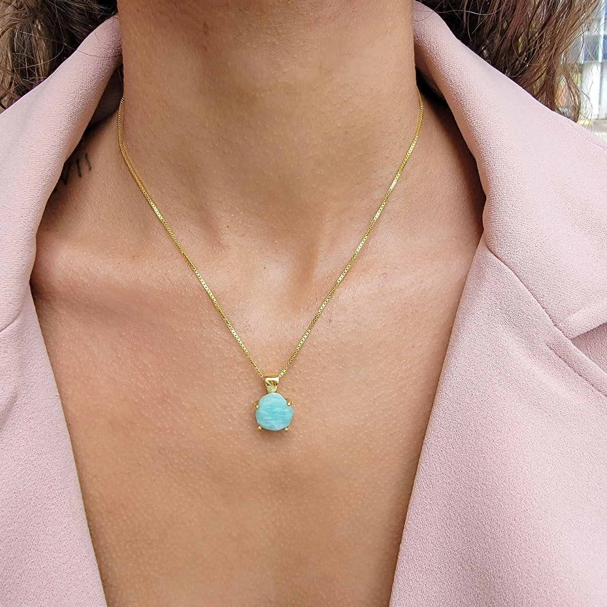 Authentic Raw Amazonite Necklace - Uniquelan Jewelry