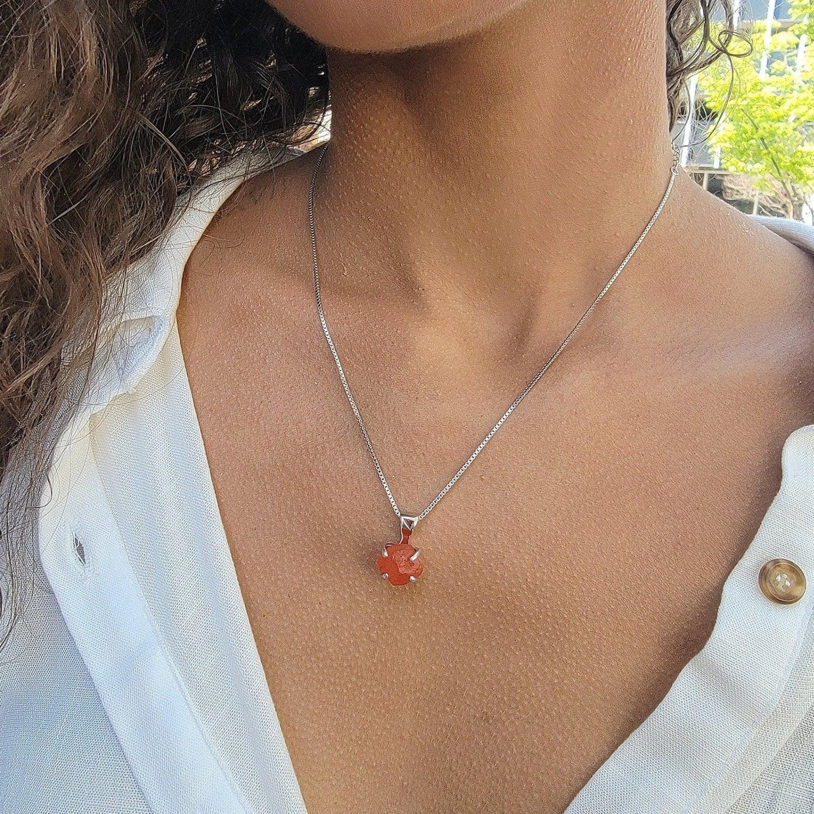 Authentic Raw Carnelian Necklace - Uniquelan Jewelry