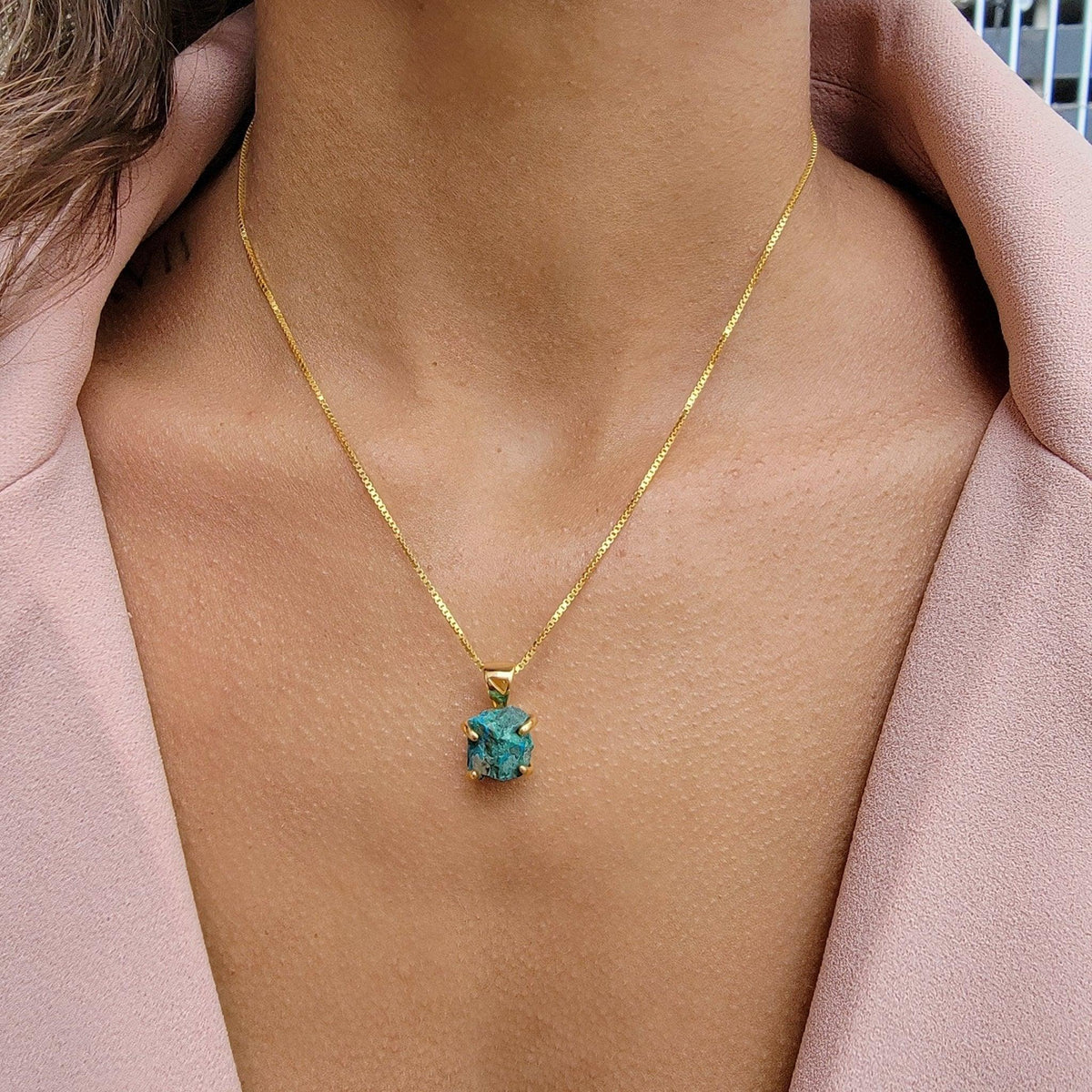 Authentic Raw Chrysocolla Necklace - Uniquelan Jewelry
