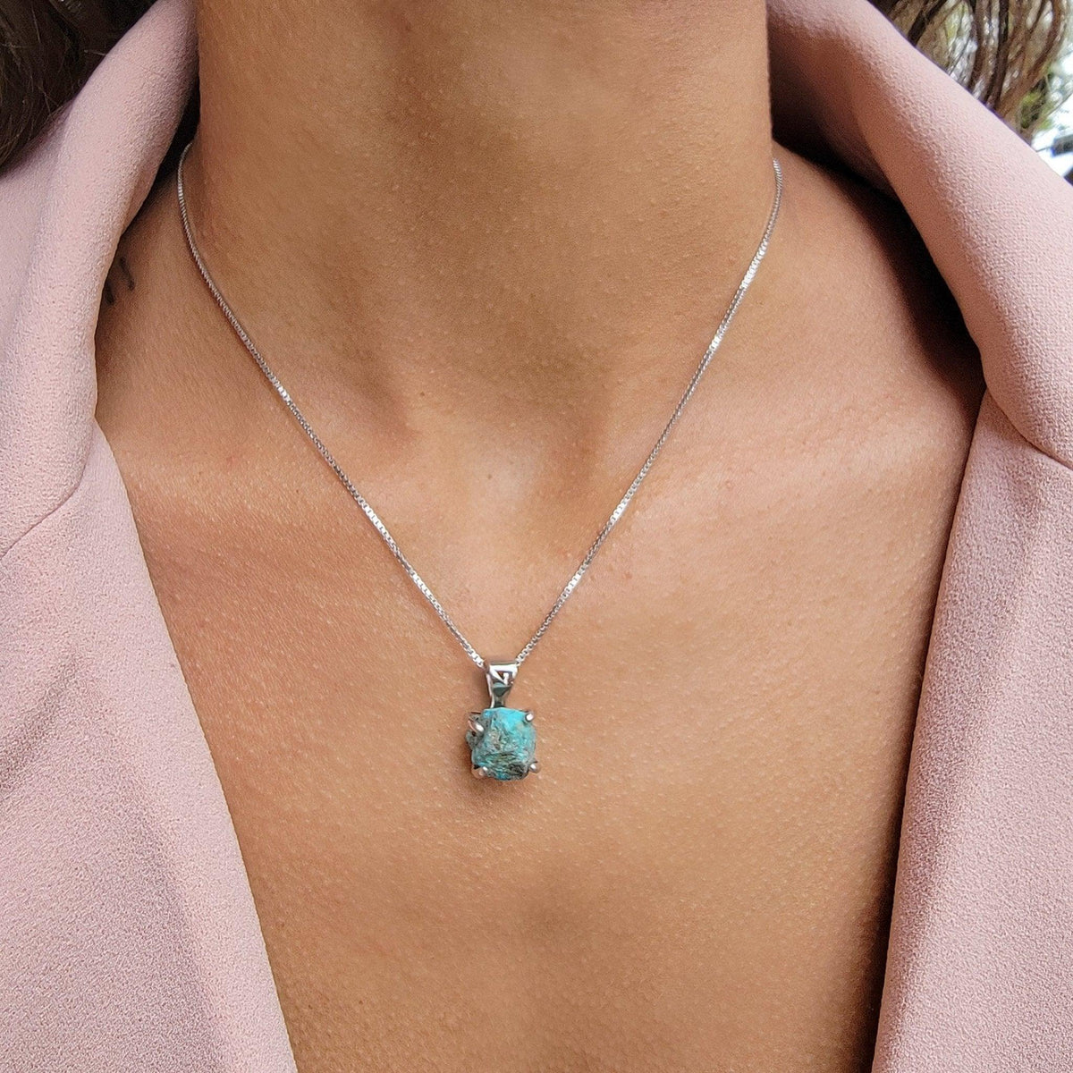 Authentic Raw Chrysocolla Necklace - Uniquelan Jewelry
