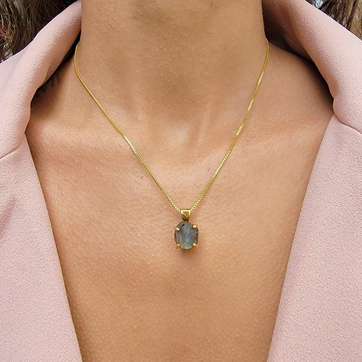 Authentic Raw Labradorite Necklace - Uniquelan Jewelry