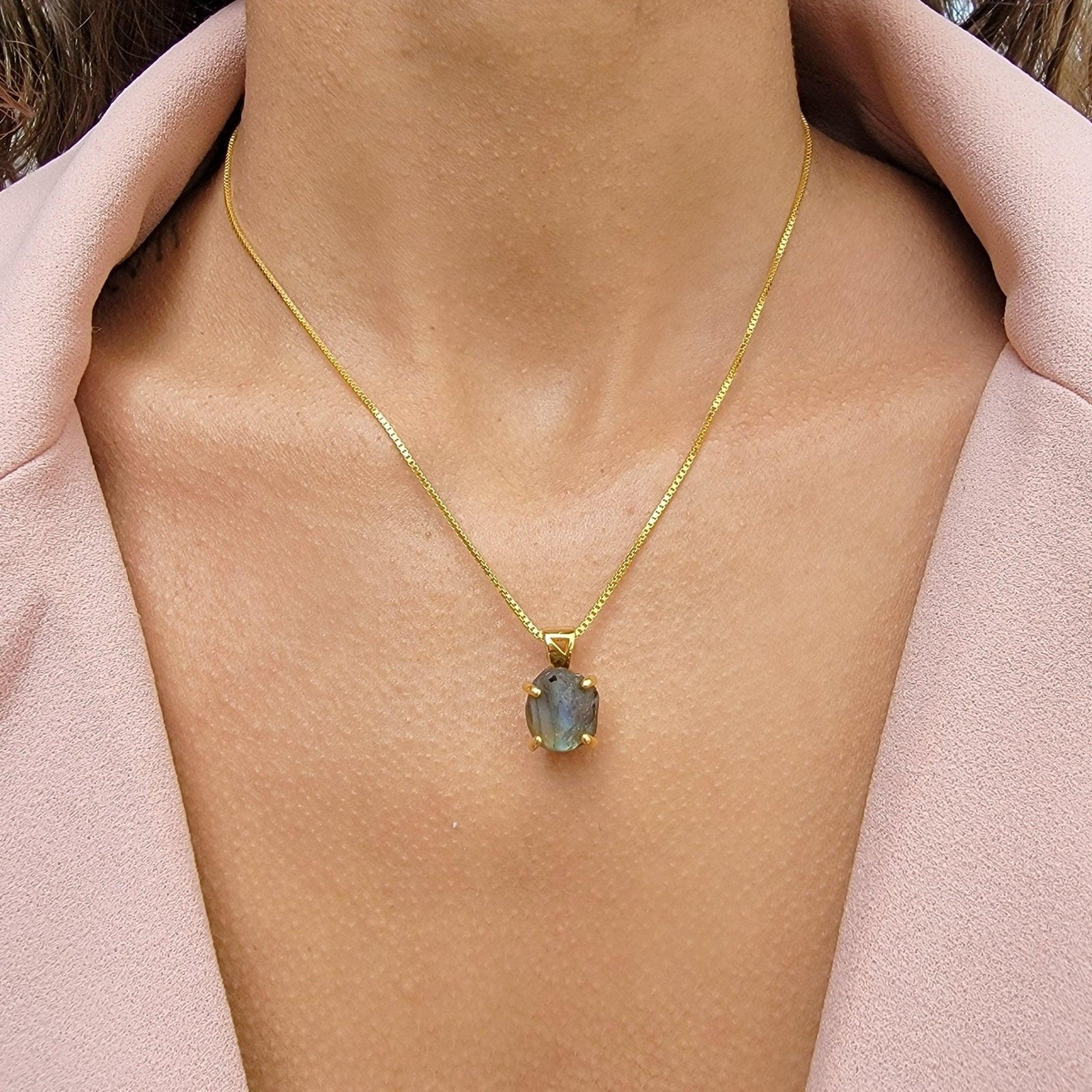 Authentic Raw Labradorite Necklace - Uniquelan Jewelry