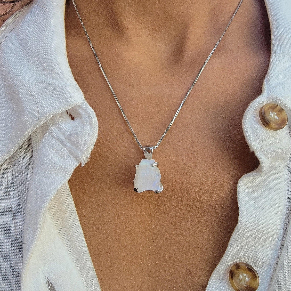 Authentic Raw Moonstone Necklace - Uniquelan Jewelry