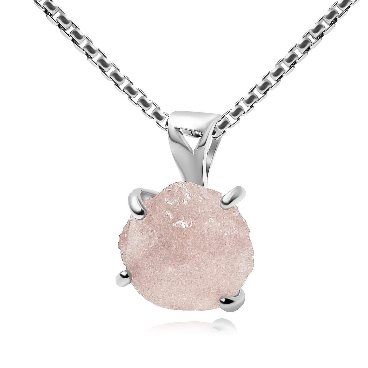 Authentic Raw Rose Quartz Necklace - Uniquelan Jewelry