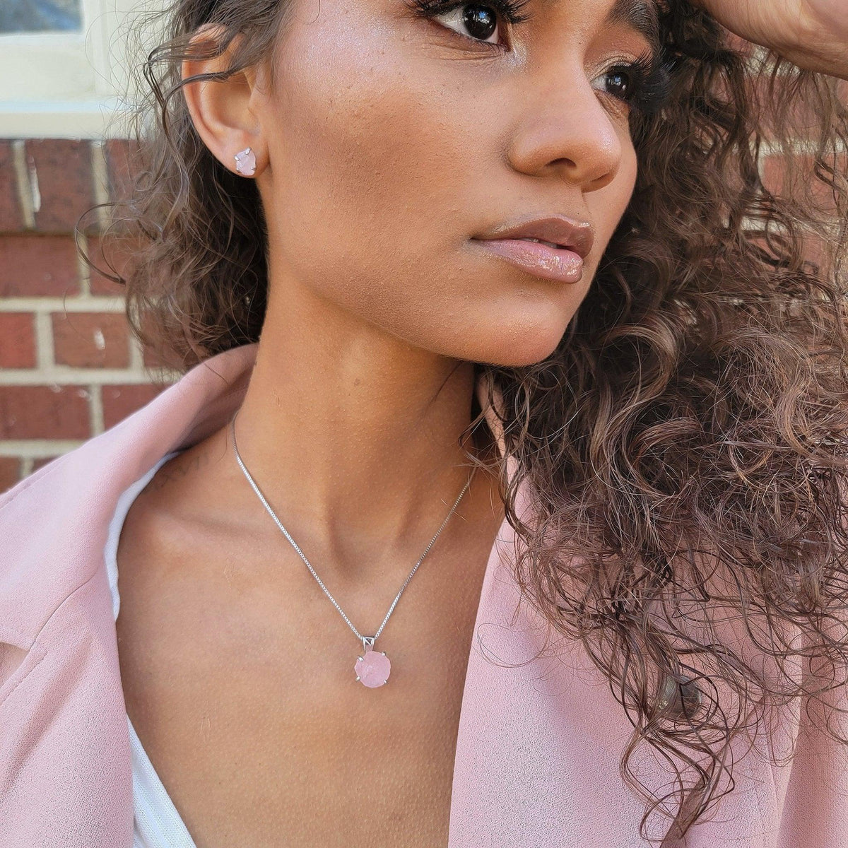 Authentic Raw Rose Quartz Necklace - Uniquelan Jewelry