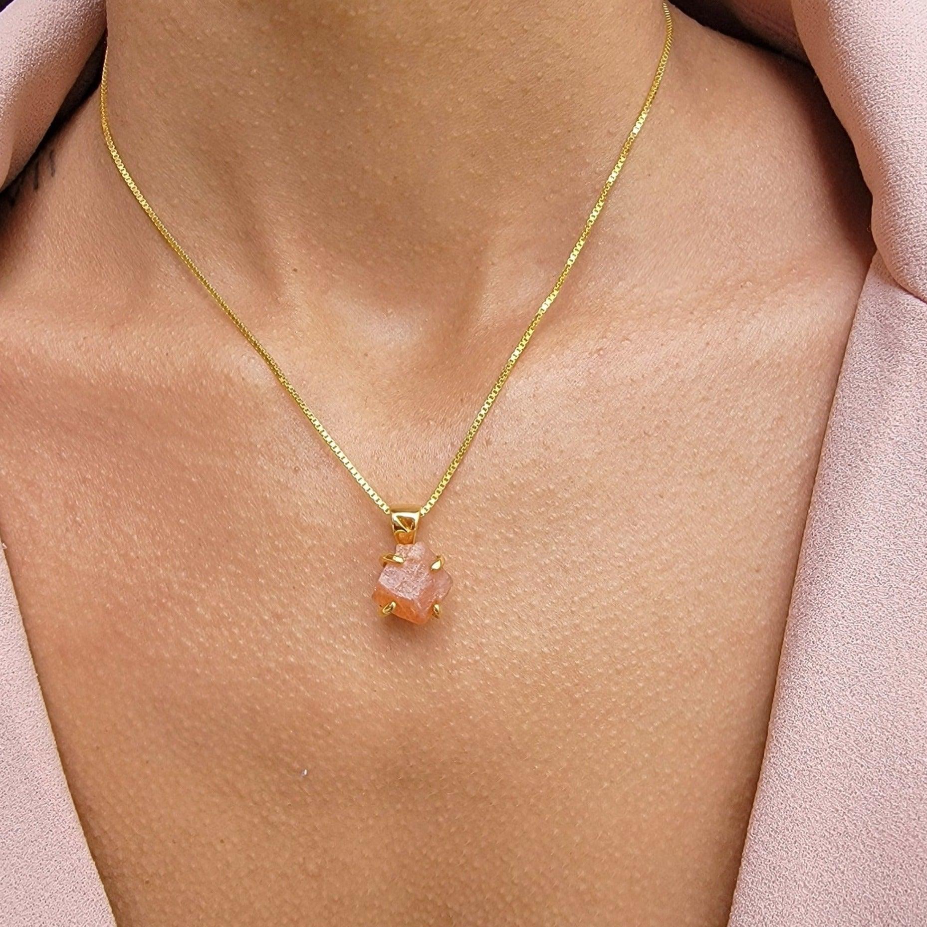 Raw Flashy Sunstone Necklace
