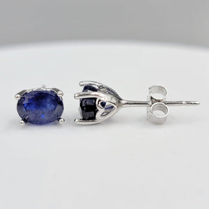 Blue Sapphire Heart Stud Earrings - Uniquelan Jewelry