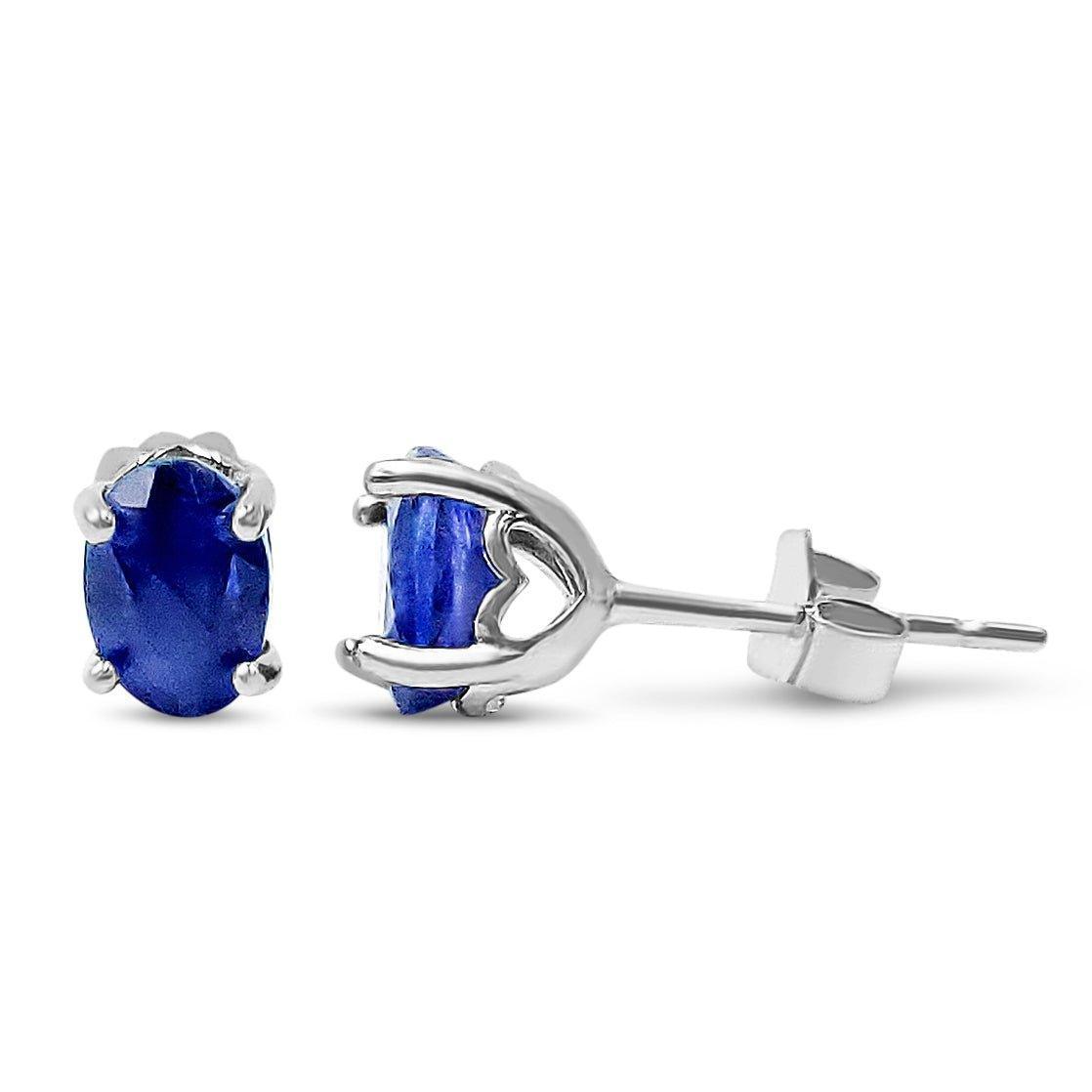 Blue Sapphire Heart Stud Earrings - Uniquelan Jewelry