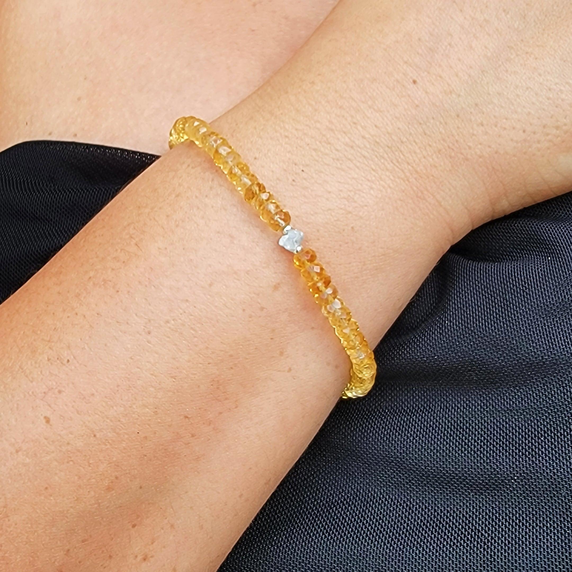 Citrine Raw Diamond Bracelet