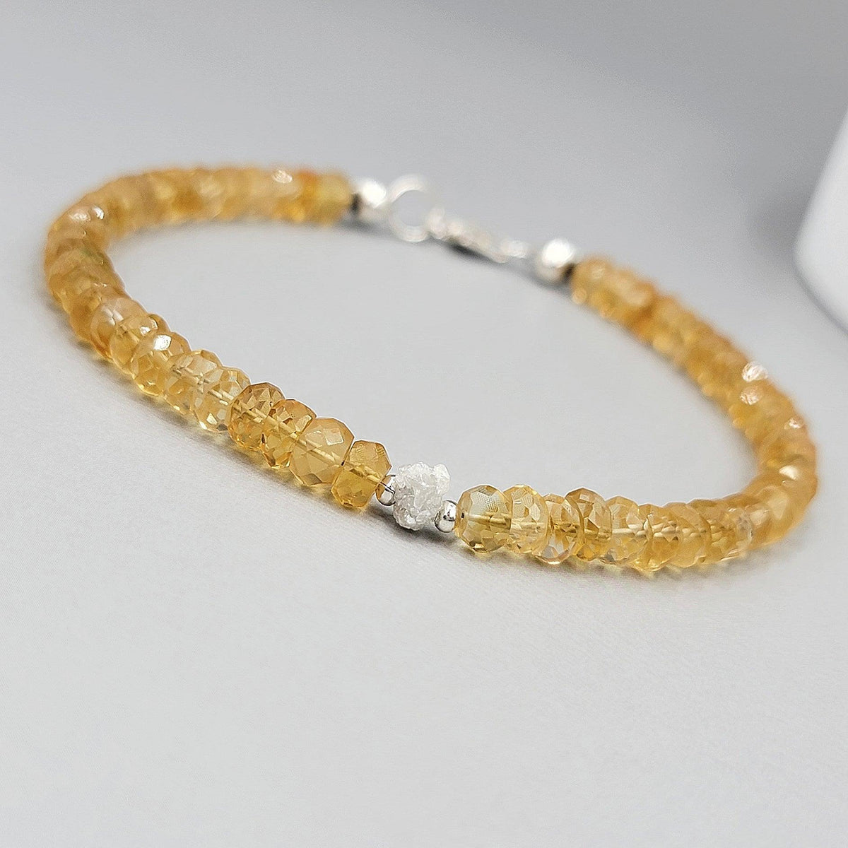 Citrine and Raw Diamond Bracelet - Uniquelan Jewelry