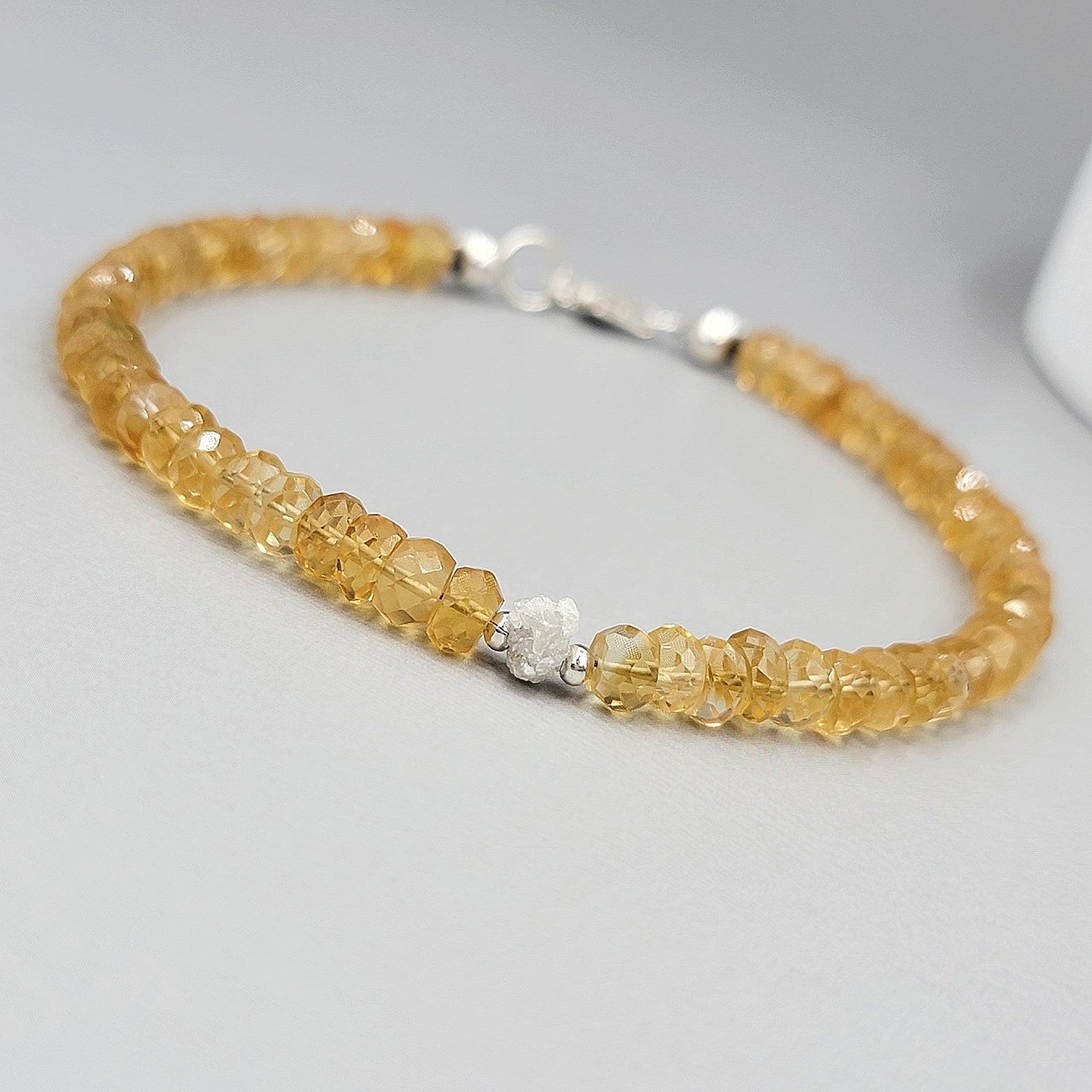 Citrine and Raw Diamond Bracelet - Uniquelan Jewelry