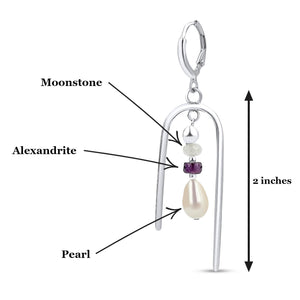 Pearl Alexandrite Moonstone Drop Earrings - Uniquelan Jewelry