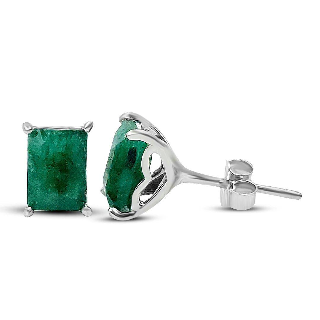 Emerald Heart Stud Earrings - Uniquelan Jewelry