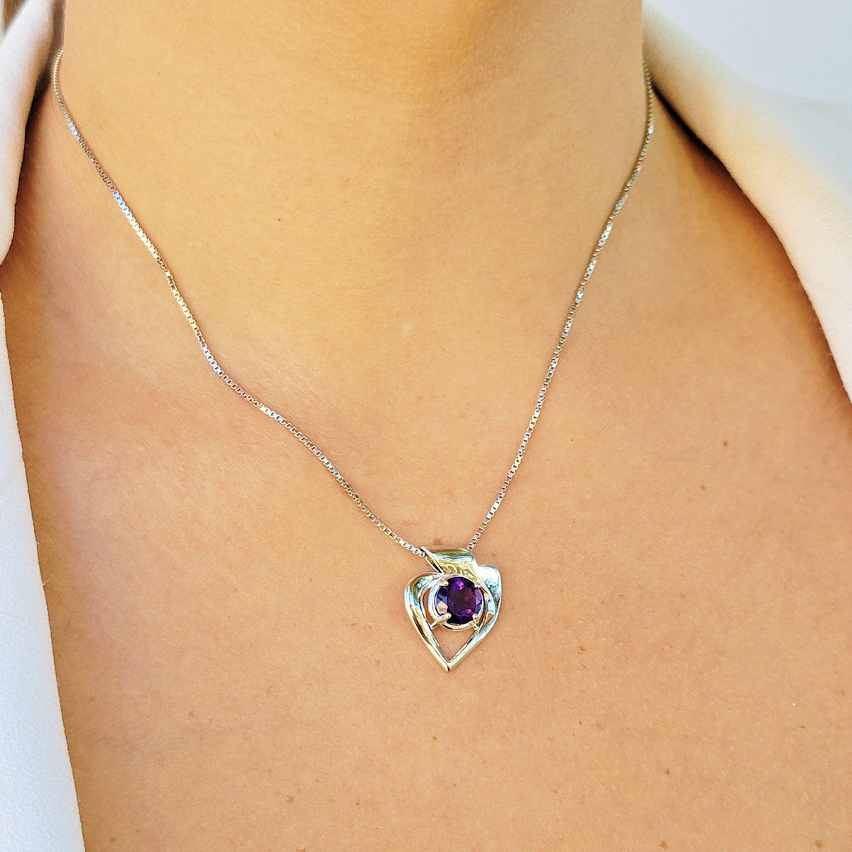 Genuine Amethyst Heart Necklace - Uniquelan Jewelry