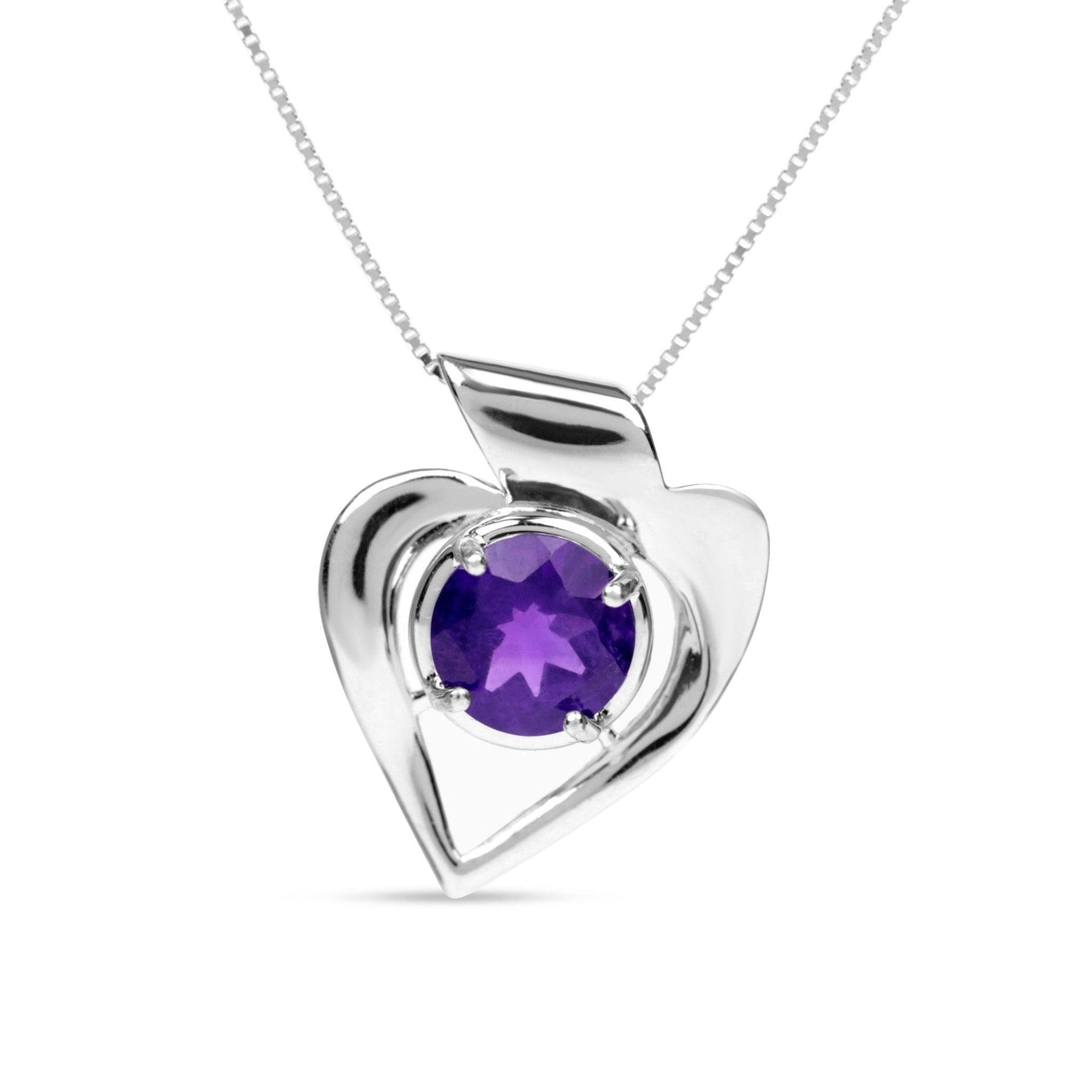 Genuine Amethyst Heart Necklace - Uniquelan Jewelry