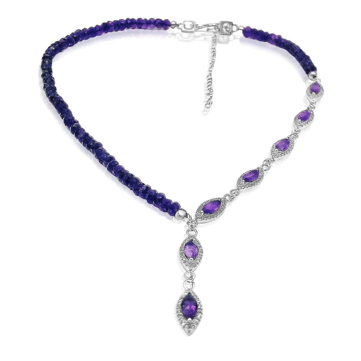 Genuine Amethyst Lariat Necklace - Uniquelan Jewelry