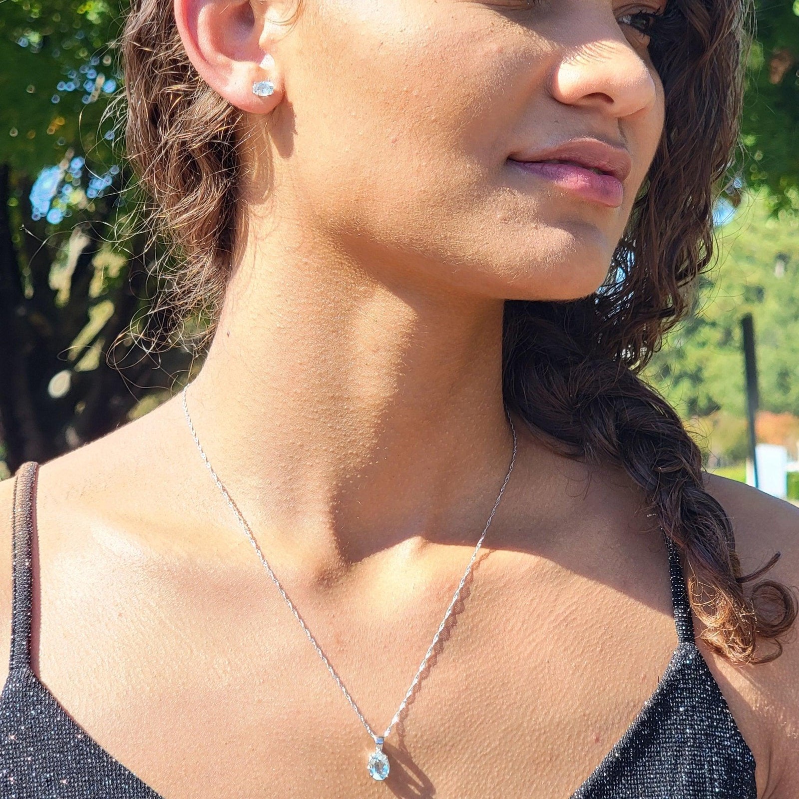 Genuine Aquamarine Heart Jewelry Set - Uniquelan Jewelry