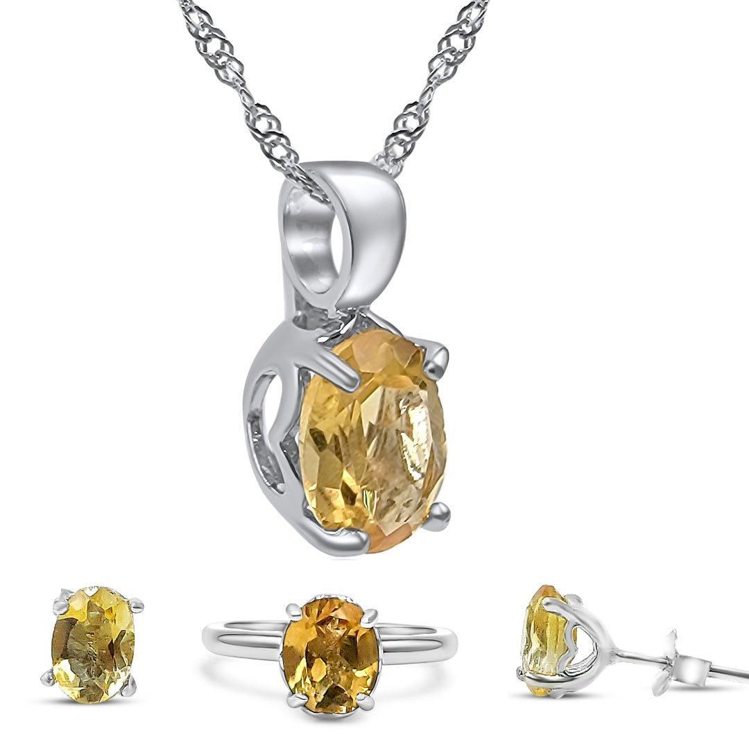 Genuine Citrine Heart Jewelry Set - Uniquelan Jewelry