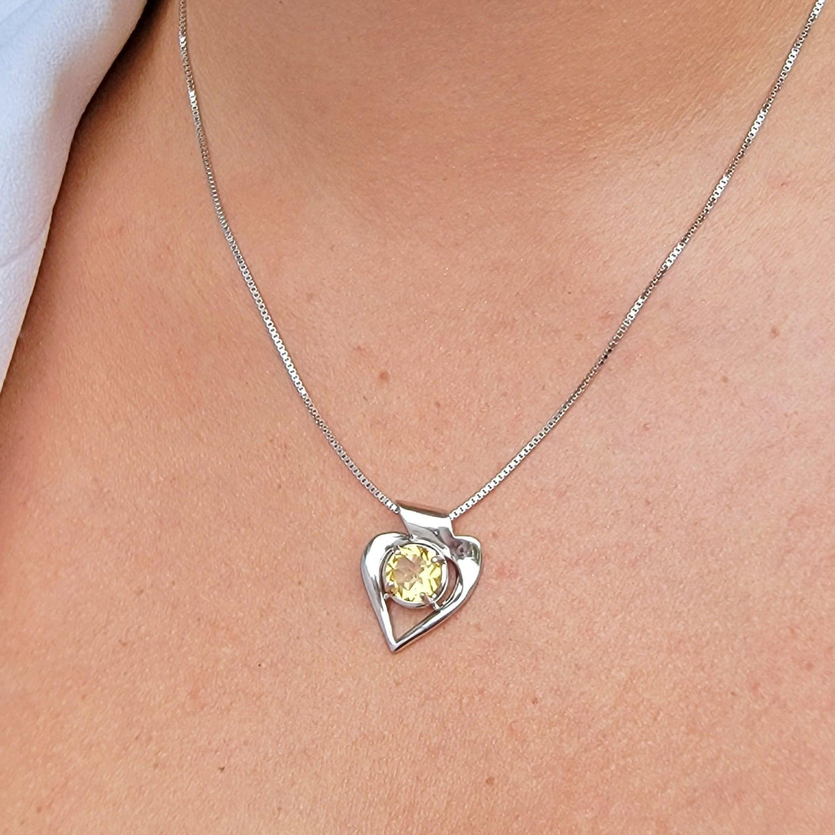 Genuine Citrine Heart Necklace - Uniquelan Jewelry