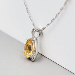 Genuine Citrine Heart Pendant Necklace - Uniquelan Jewelry