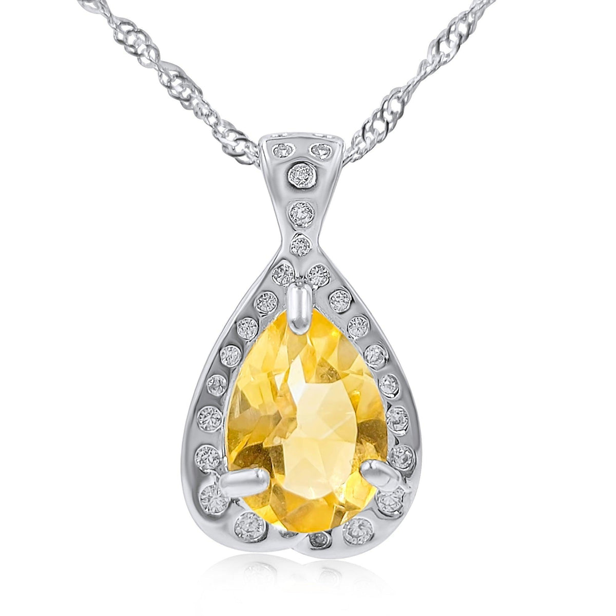 Genuine Citrine Heart Pendant Necklace - Uniquelan Jewelry