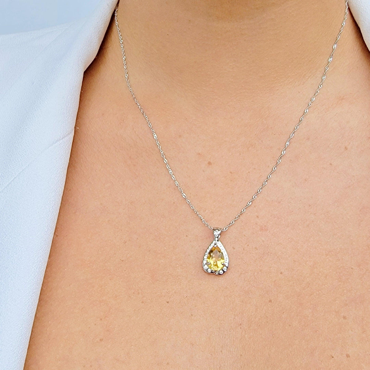 Genuine Citrine Heart Pendant Necklace - Uniquelan Jewelry