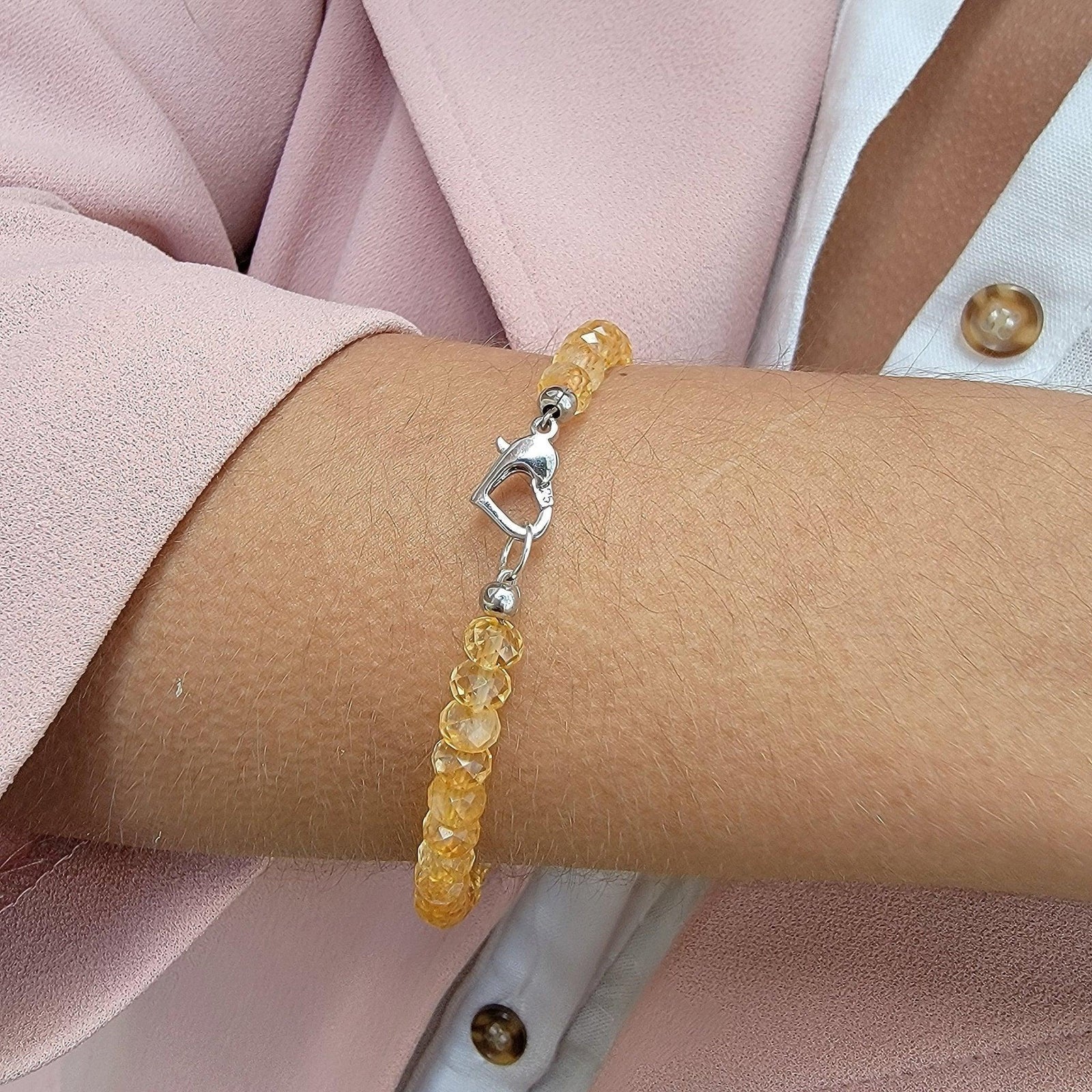 Genuine Citrine Heart Strand Bracelet - Uniquelan Jewelry