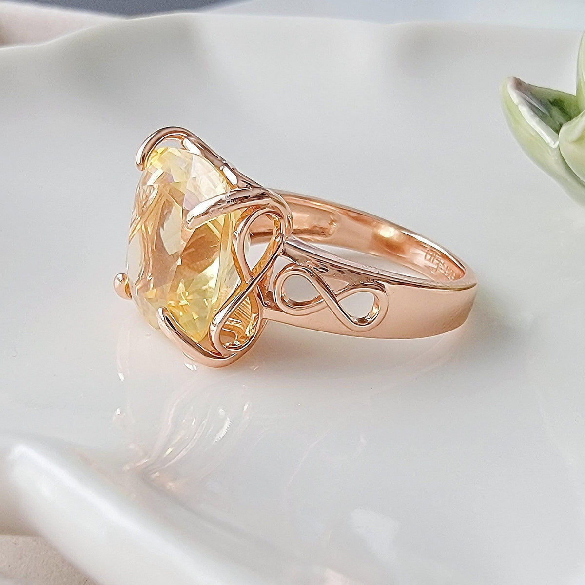 Genuine Citrine Infinity Ring - Uniquelan Jewelry