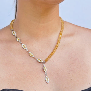 Genuine Citrine Lariat Necklace - Uniquelan Jewelry