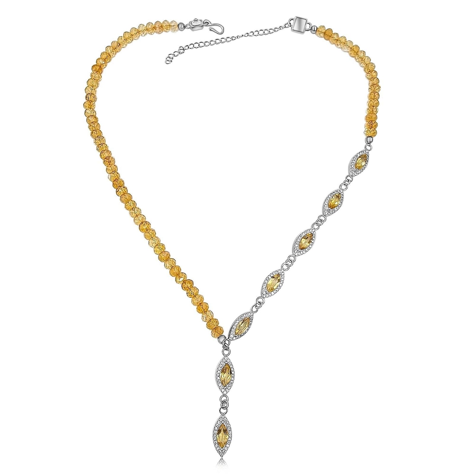 Genuine Citrine Lariat Necklace - Uniquelan Jewelry