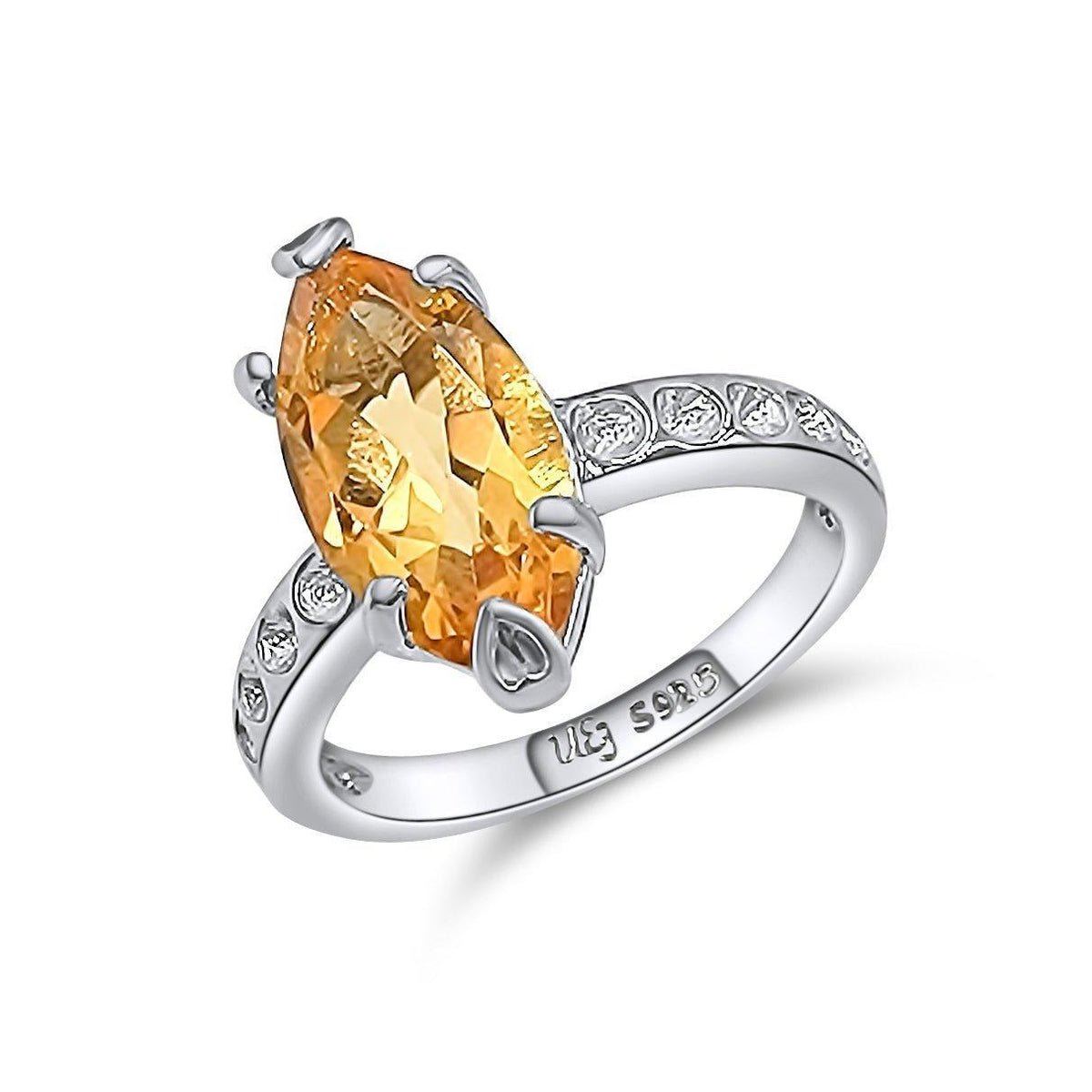 Genuine Citrine Marquise Ring - Uniquelan Jewelry