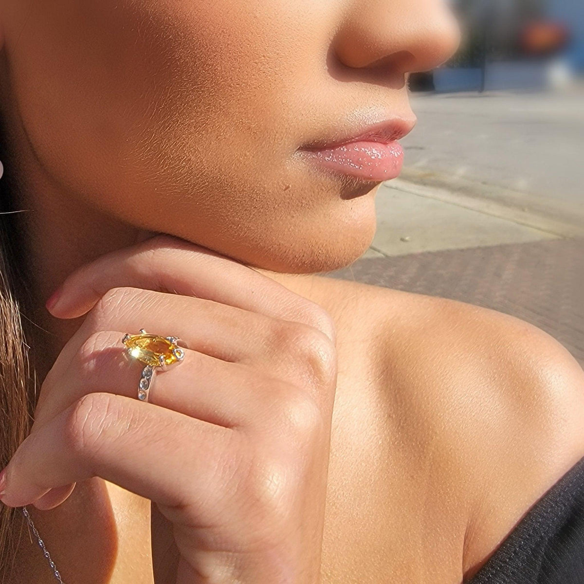 Genuine Citrine Marquise Ring - Uniquelan Jewelry