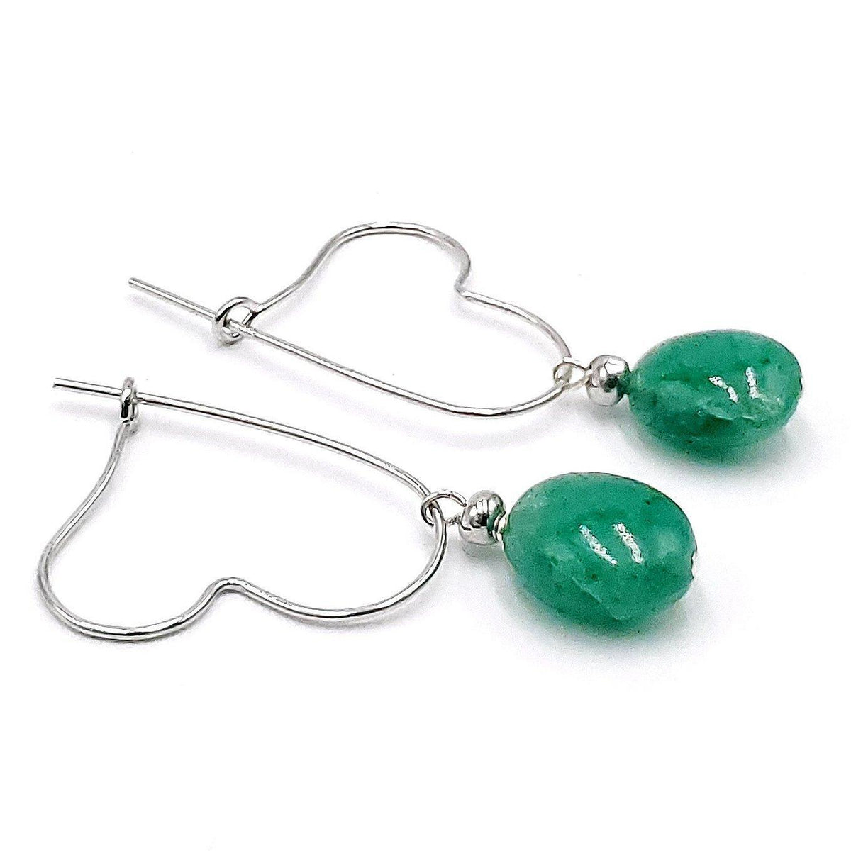Genuine Emerald Heart Drop Earrings - Uniquelan Jewelry