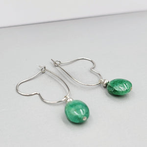 Genuine Emerald Heart Drop Earrings - Uniquelan Jewelry
