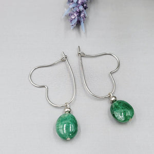Genuine Emerald Heart Drop Earrings - Uniquelan Jewelry