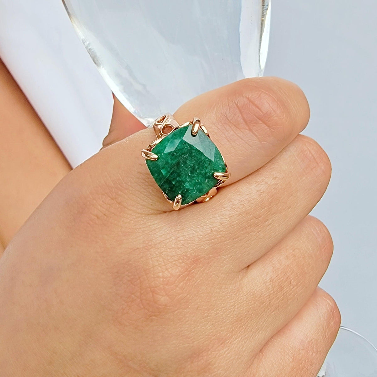 Genuine Emerald Infinity Ring - Uniquelan Jewelry