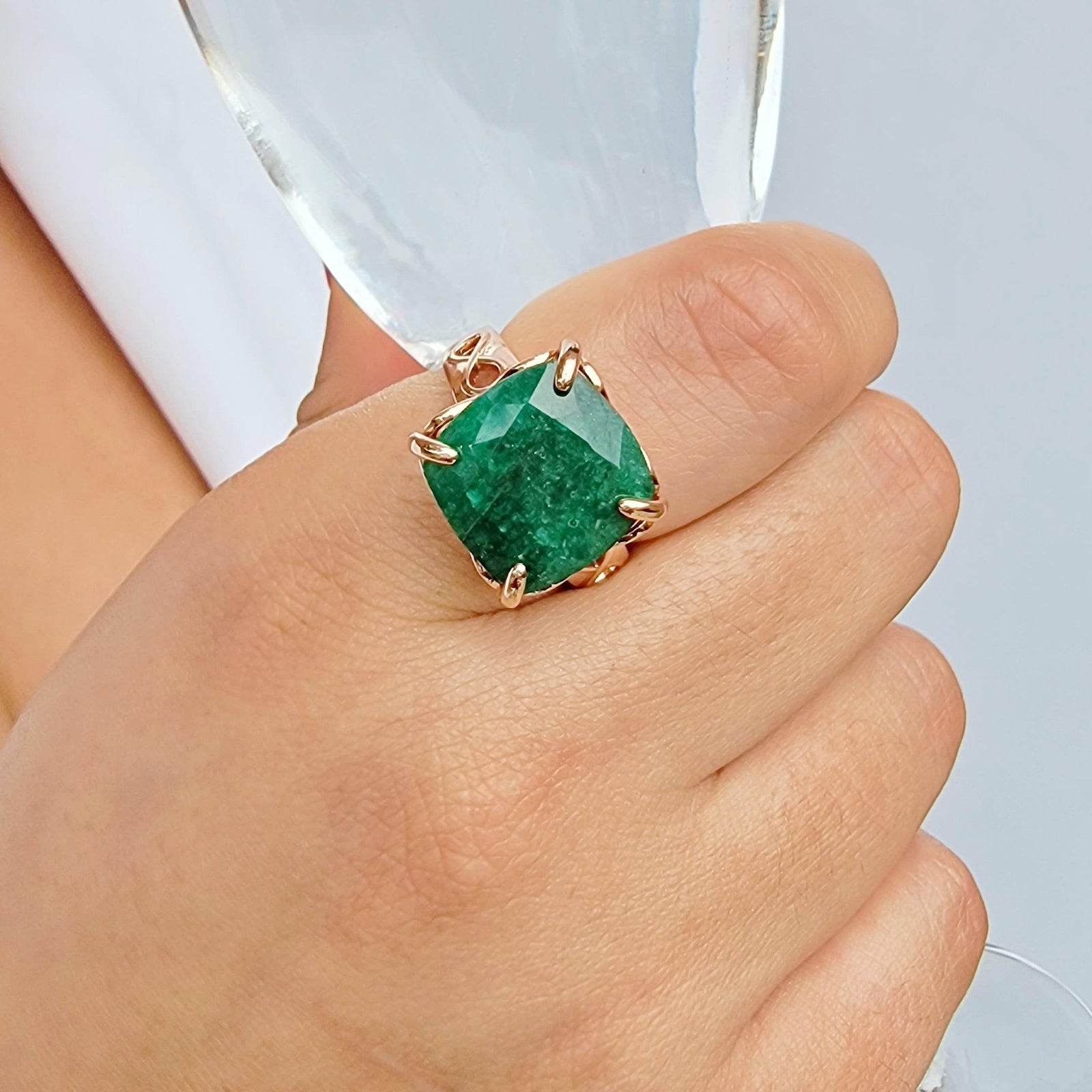 Genuine Emerald Infinity Ring - Uniquelan Jewelry