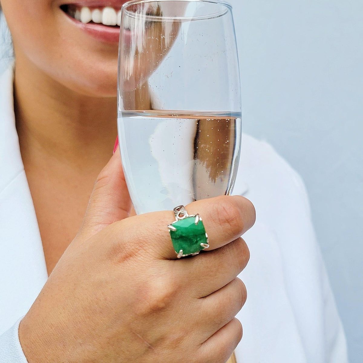 Genuine Emerald Infinity Ring - Uniquelan Jewelry