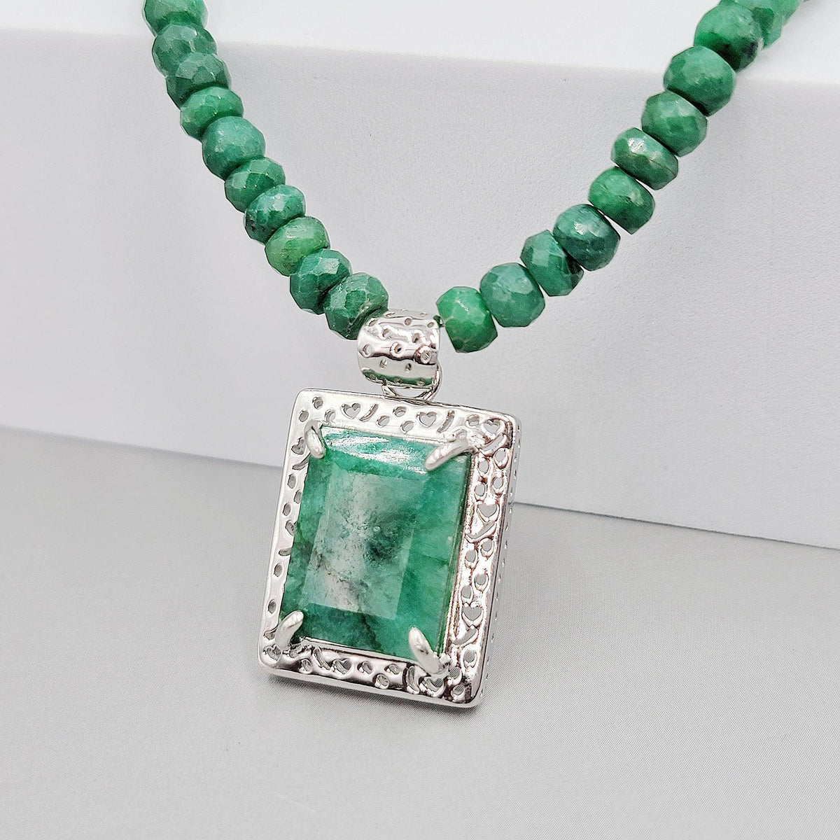 Genuine Emerald Pendant Necklace - Uniquelan Jewelry